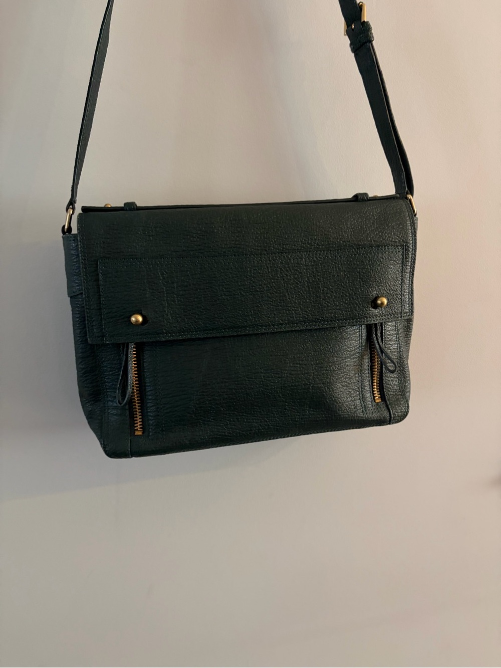 3.1 Phillip Lim Pashli Leather Messenger Satchel Bag in Green image 5